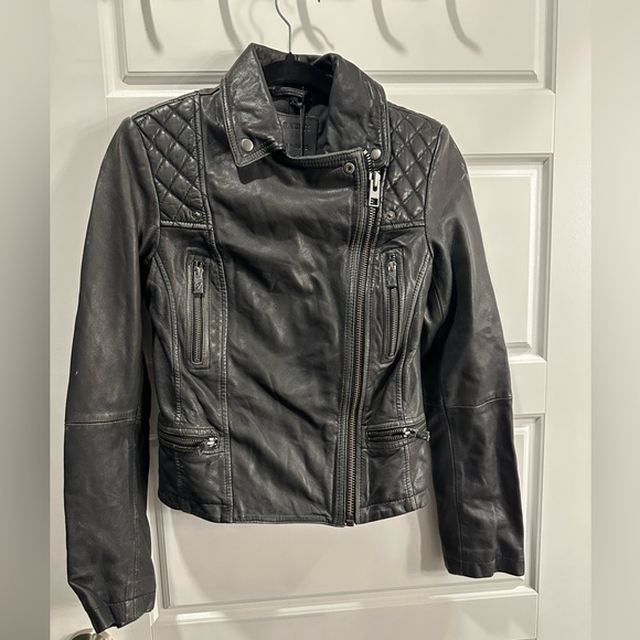 ALLSAINTS- quilted Cargo Leather Biker Jacket - Picture 5 of 11